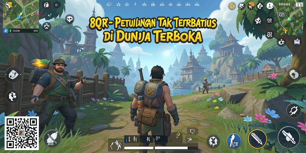 Tampilan menarik dari gameplay 8QR di dunia terbuka.
