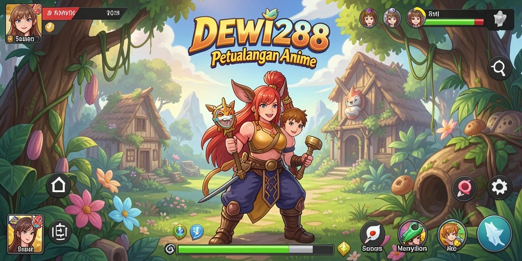Screenshot gameplay DEWI288 menampilkan karakter anime dalam pertempuran yang seru.
