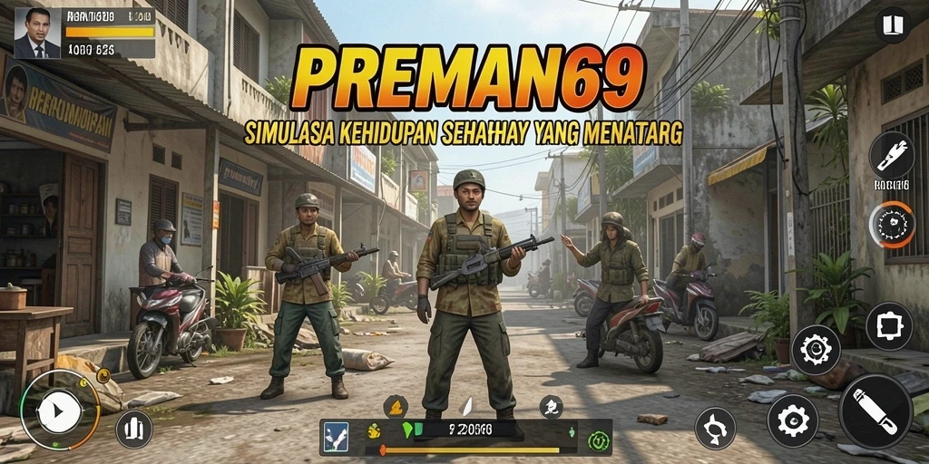 Tangkapan layar utama PREMAN69 menampilkan gameplay simulasi yang mengasyikkan.