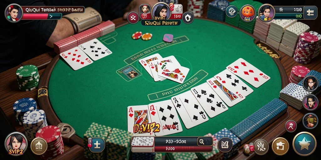 Gameplay seru QiuQiu di SVIP2 dengan kartu menarik.
